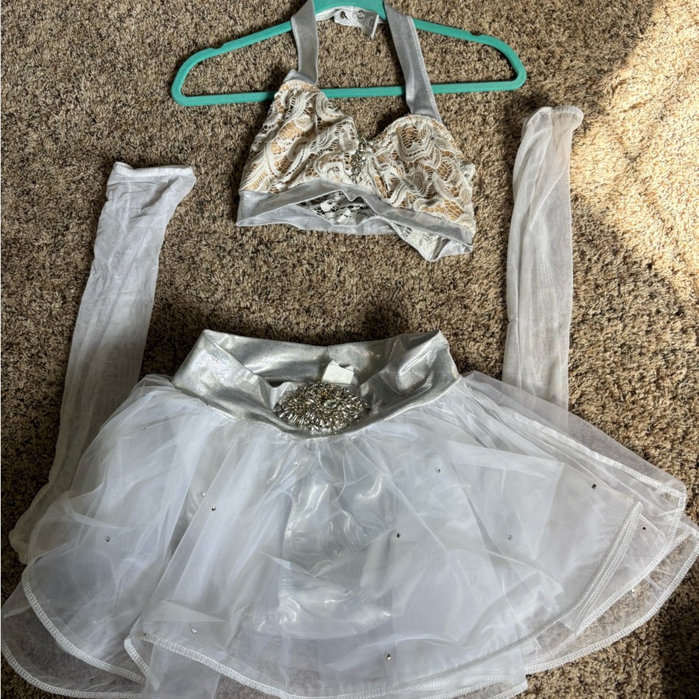 Silver and White Dance Costume Set